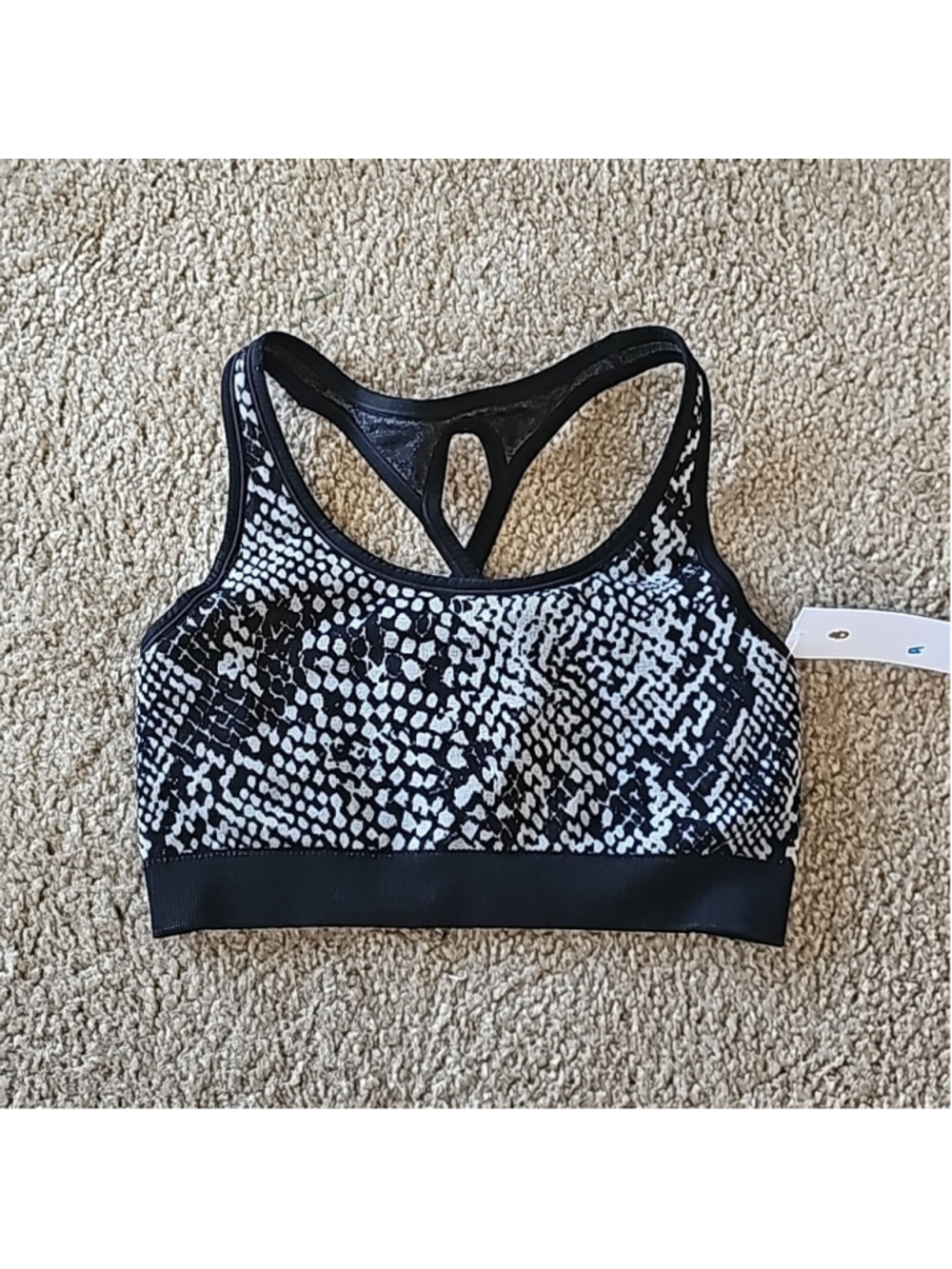 Spiritual Gangster Sports Bra Black Silver Snake Print XS S